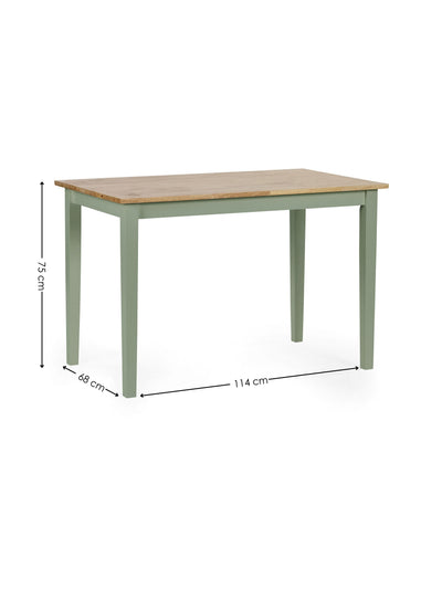 Linwood Sage Green and Natural 114cm Small Rectangular Dining Table – Sage Green and Natural Oak Effect