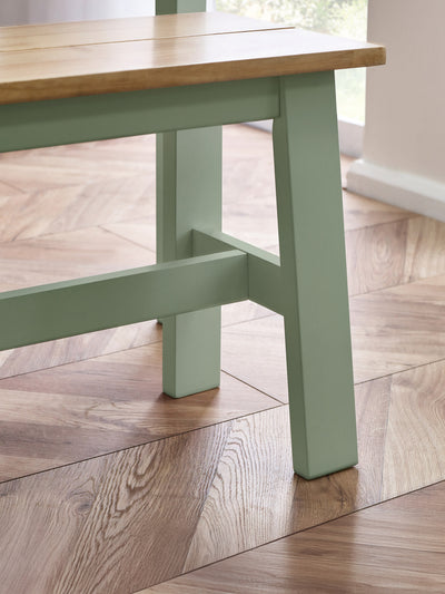 Linwood Sage Green and Natural 95cm Dining Bench – Sage Green and Natural Oak Effect
