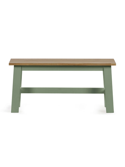 Linwood Sage Green and Natural 95cm Dining Bench – Sage Green and Natural Oak Effect