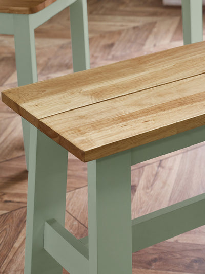 Linwood Sage Green and Natural 95cm Dining Bench – Sage Green and Natural Oak Effect