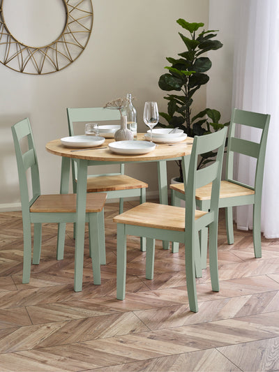 Linwood Set of 2 Sage Green and Natural Dining Chairs – Sage Green and Natural Oak Effect