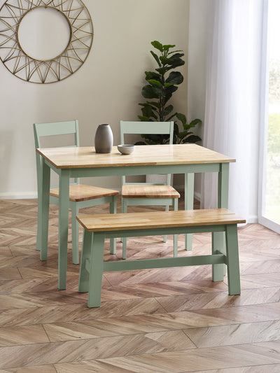 Linwood Set of 2 Sage Green and Natural Dining Chairs – Sage Green and Natural Oak Effect
