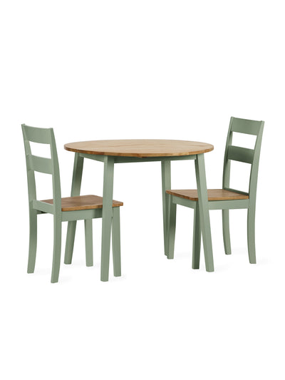 Linwood Set of 2 Sage Green and Natural Dining Chairs – Sage Green and Natural Oak Effect