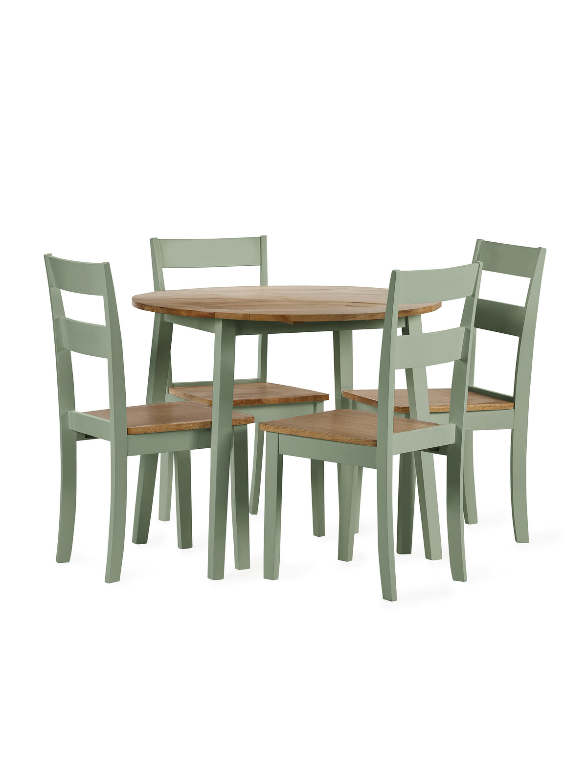 Linwood Set of 2 Sage Green and Natural Dining Chairs – Sage Green and Natural Oak Effect