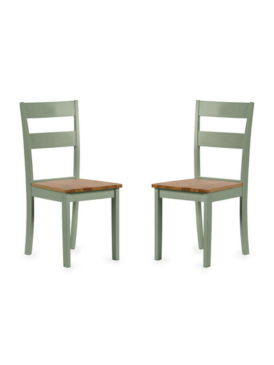Linwood Set of 2 Sage Green and Natural Dining Chairs – Sage Green and Natural Oak Effect