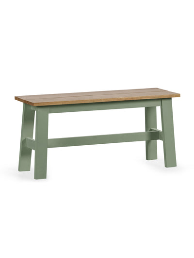 Linwood Sage Green Rectangluar Dining Table set with 2 Chairs and 1 Bench – Sage Green and Natural Oak Effect