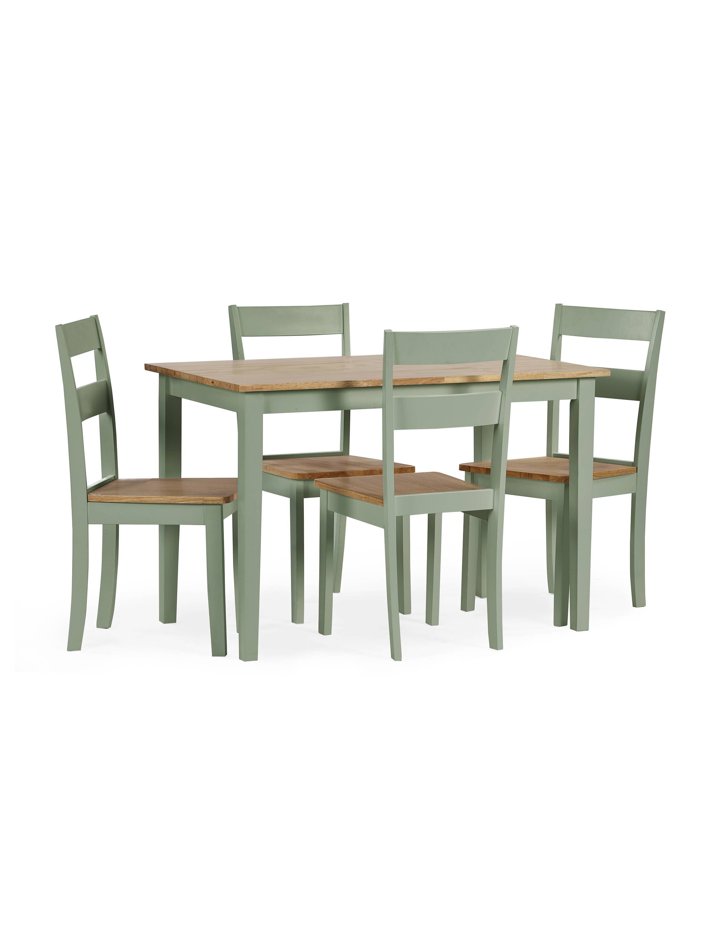 Linwood Sage Green Rectangluar Dining Table set with 4 Chairs – Sage Green and Natural Oak Effect