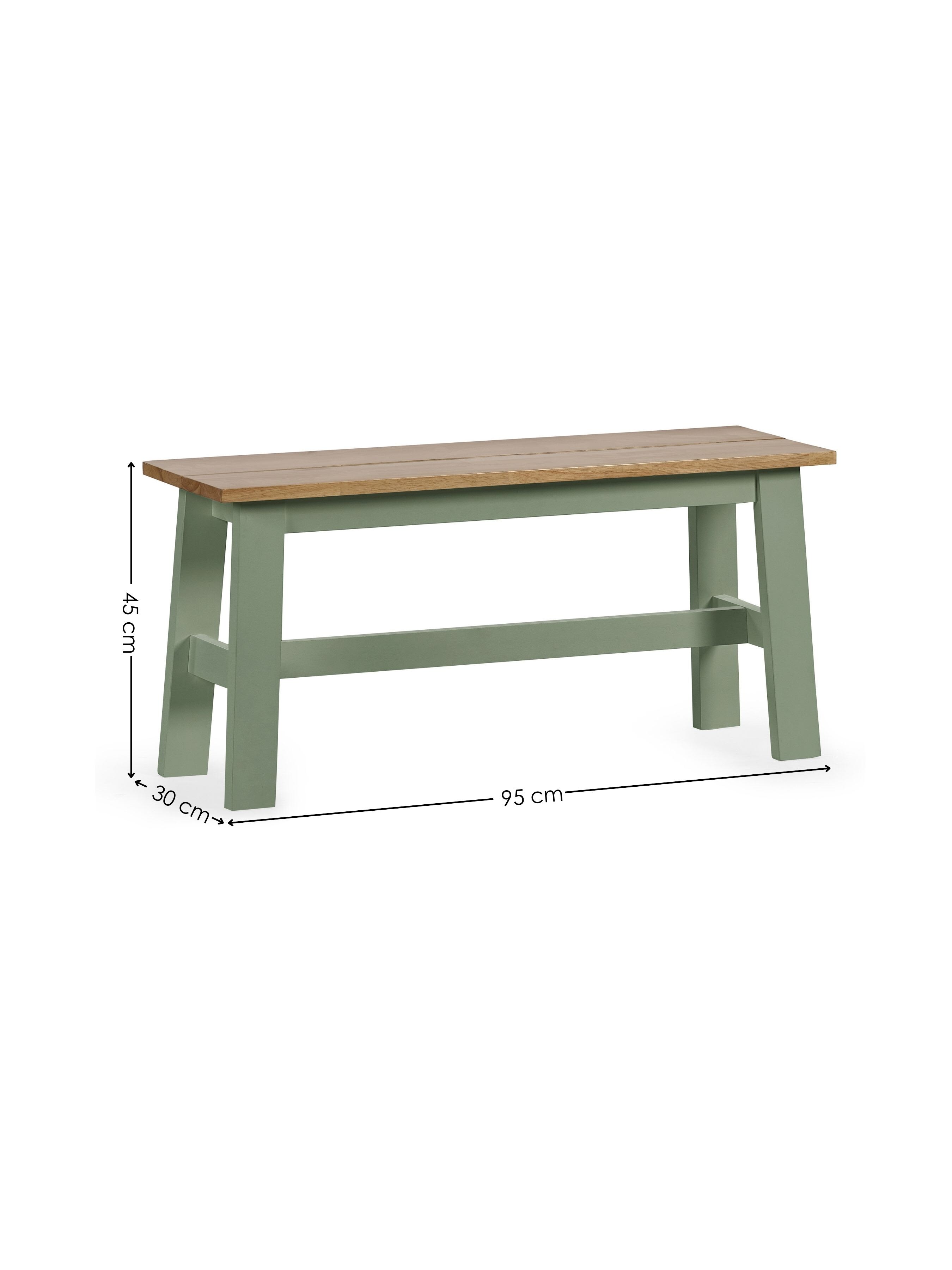 Linwood Sage Green Rectangluar Dining Table set with 2 Benches – Sage Green and Natural Oak Effect
