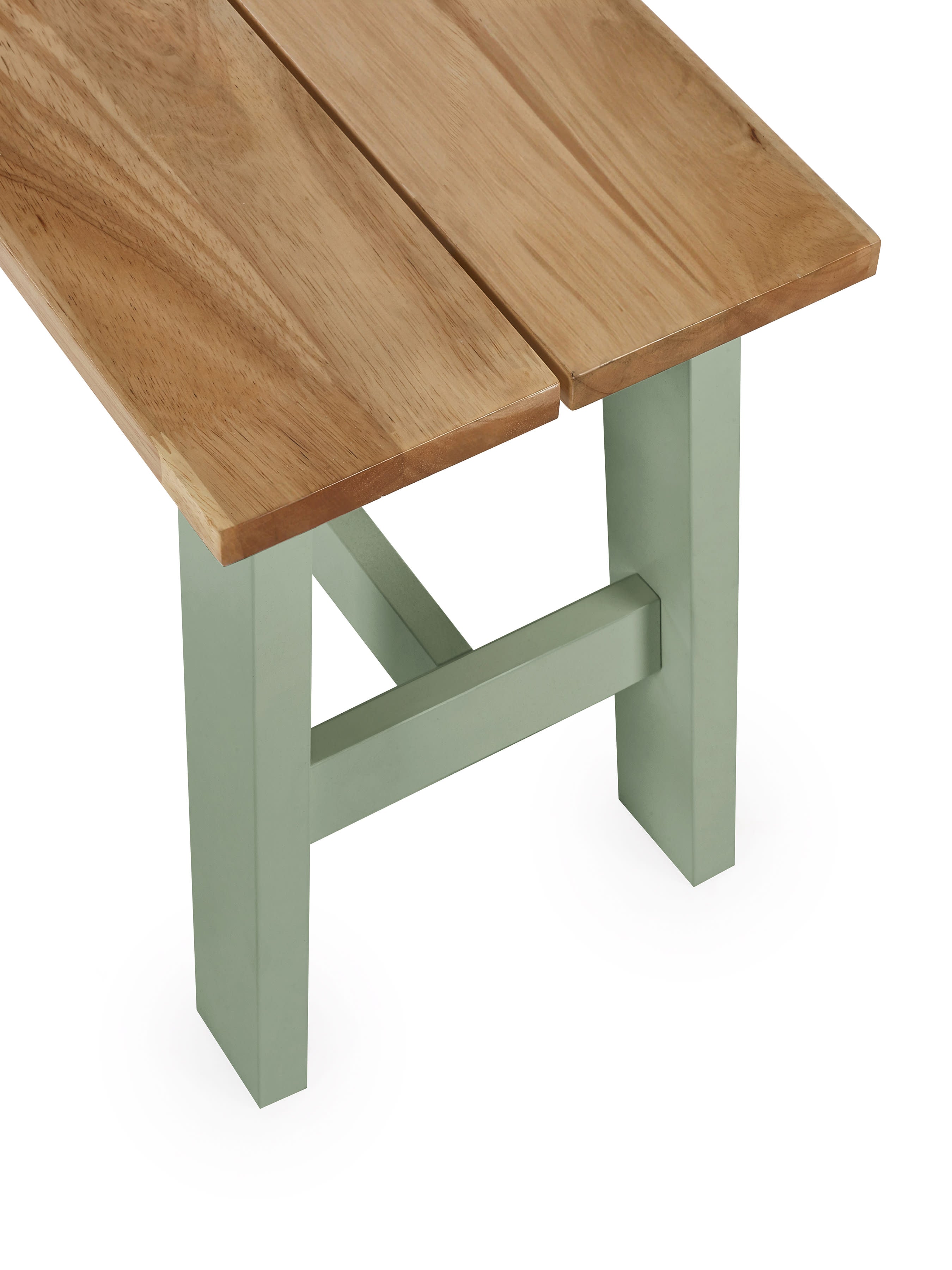Linwood Sage Green Rectangluar Dining Table set with 2 Benches – Sage Green and Natural Oak Effect