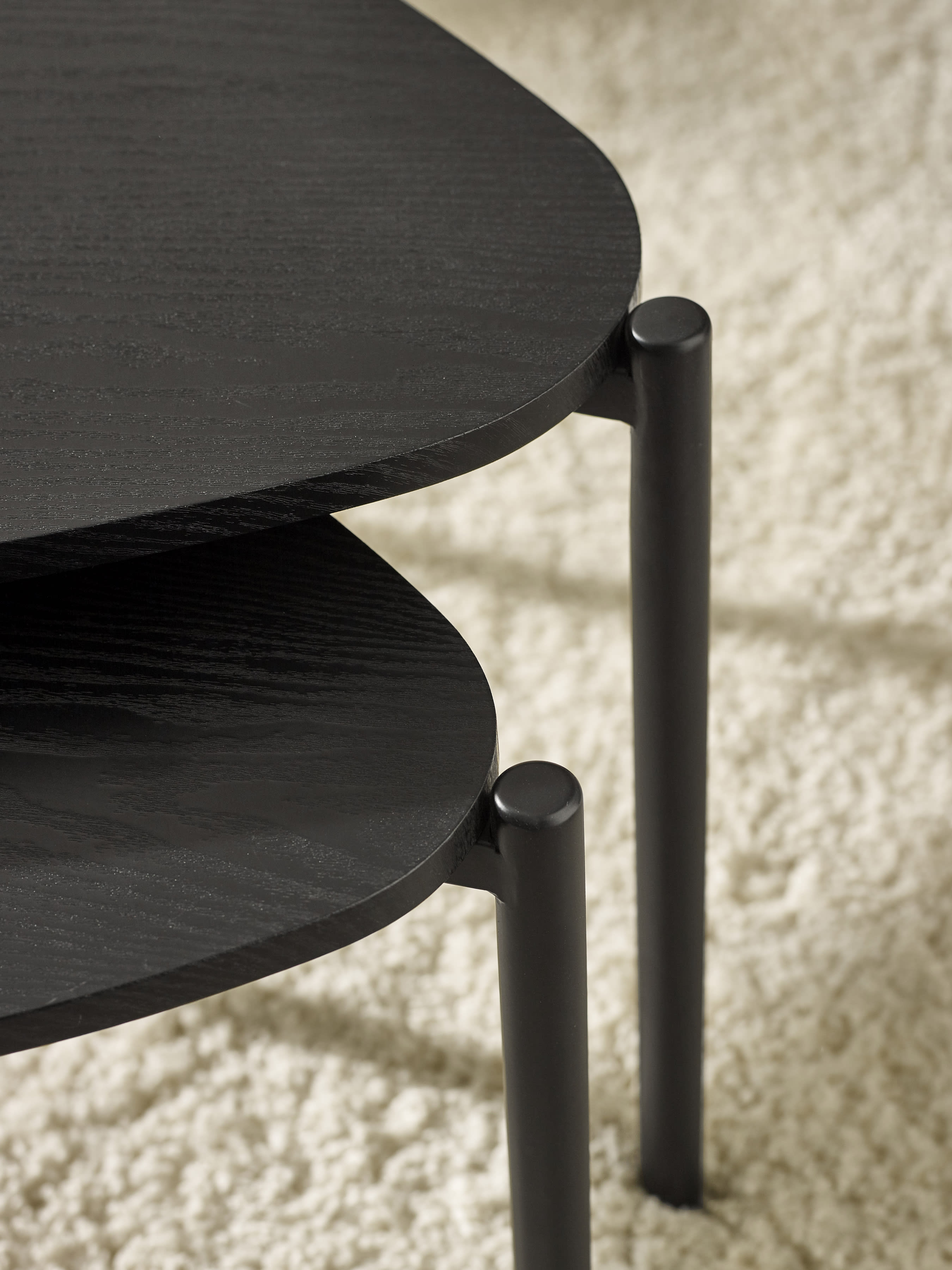 Lorette Black Ash Effect Teardrop Nest of 2 Coffee Tables