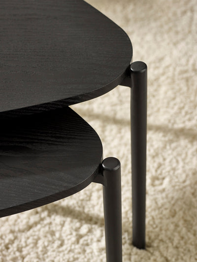 Lorette Black Ash Effect Teardrop Nest of 2 Coffee Tables