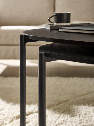 Lorette Black Ash Effect Teardrop Nest of 2 Coffee Tables