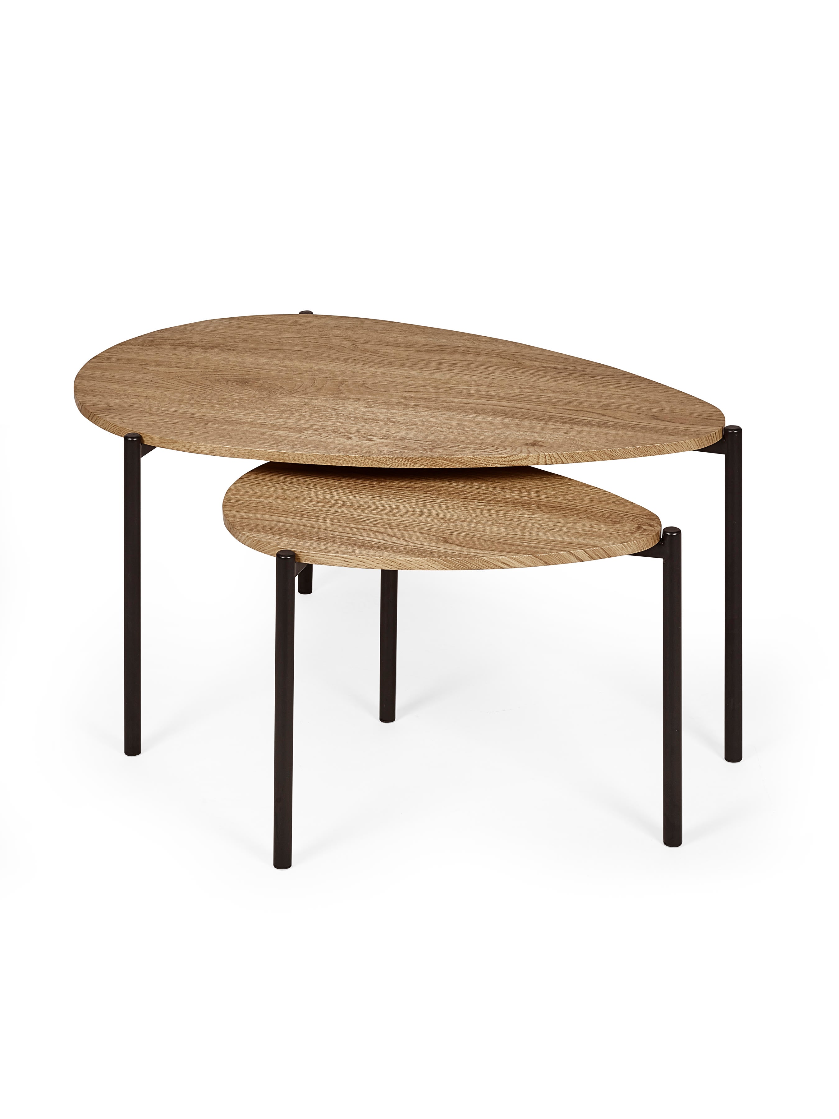 Lorette Oak Effect Teardrop Nest of 2 Coffee Tables