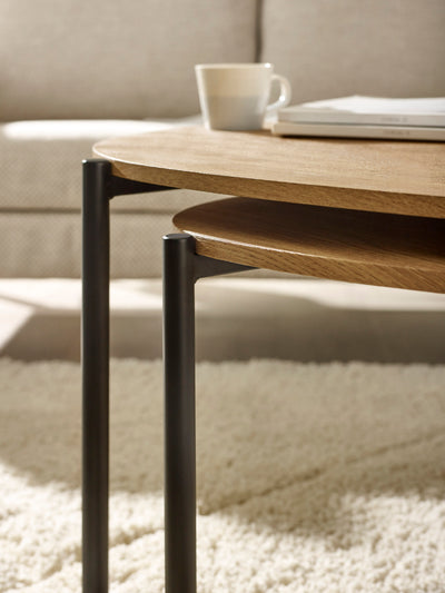 Lorette Oak Effect Teardrop Nest of 2 Coffee Tables