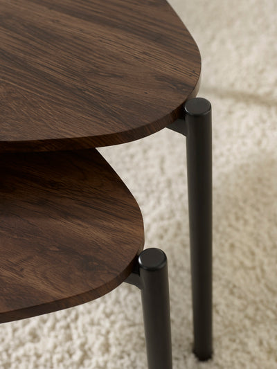 Lorette Walnut Effect Teardrop Nest of 2 Coffee Tables