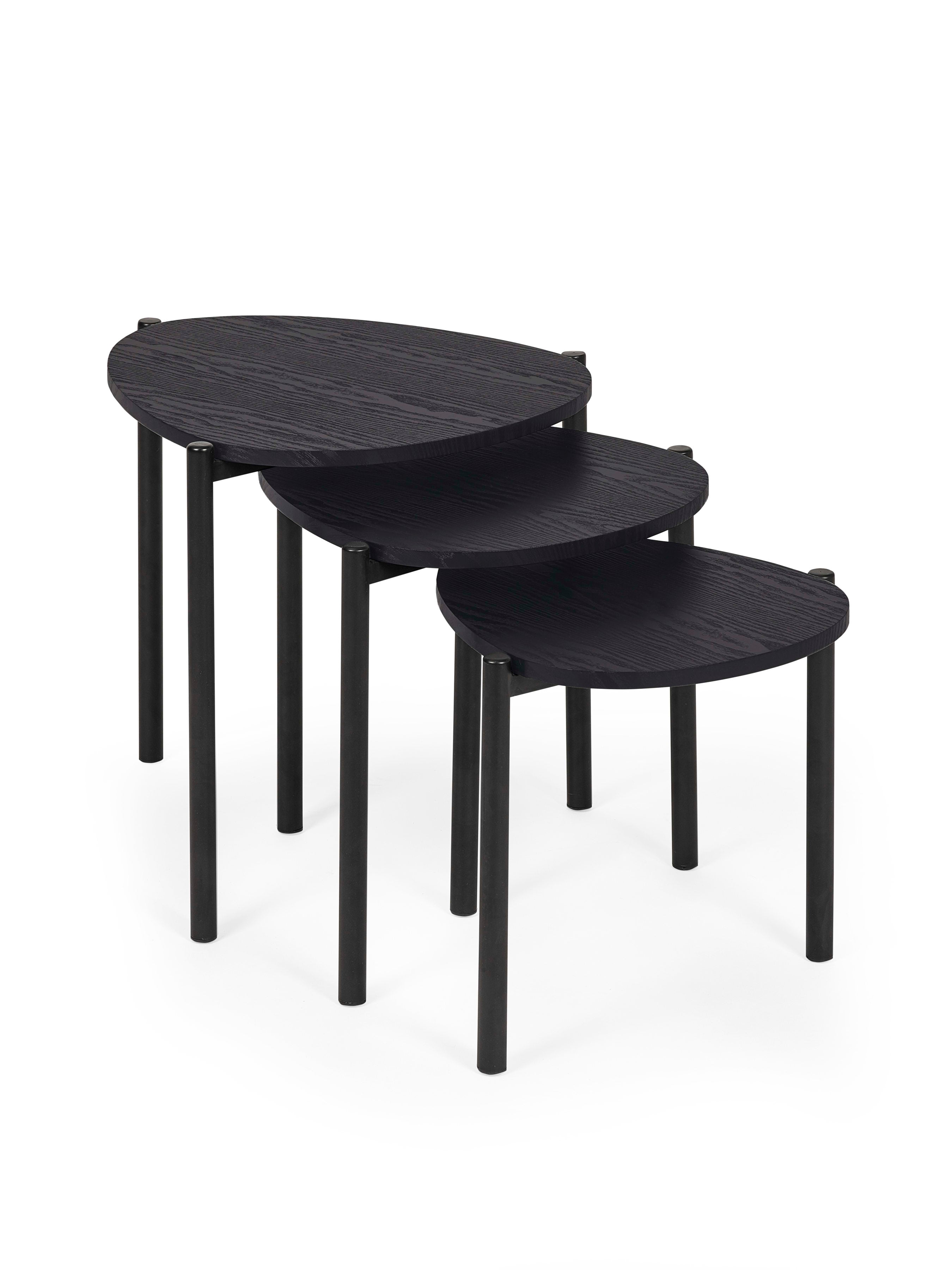 Lorette Black Ash Effect Teardrop Nest of 3 Side Tables