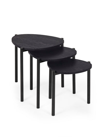Lorette Black Ash Effect Teardrop Nest of 3 Side Tables