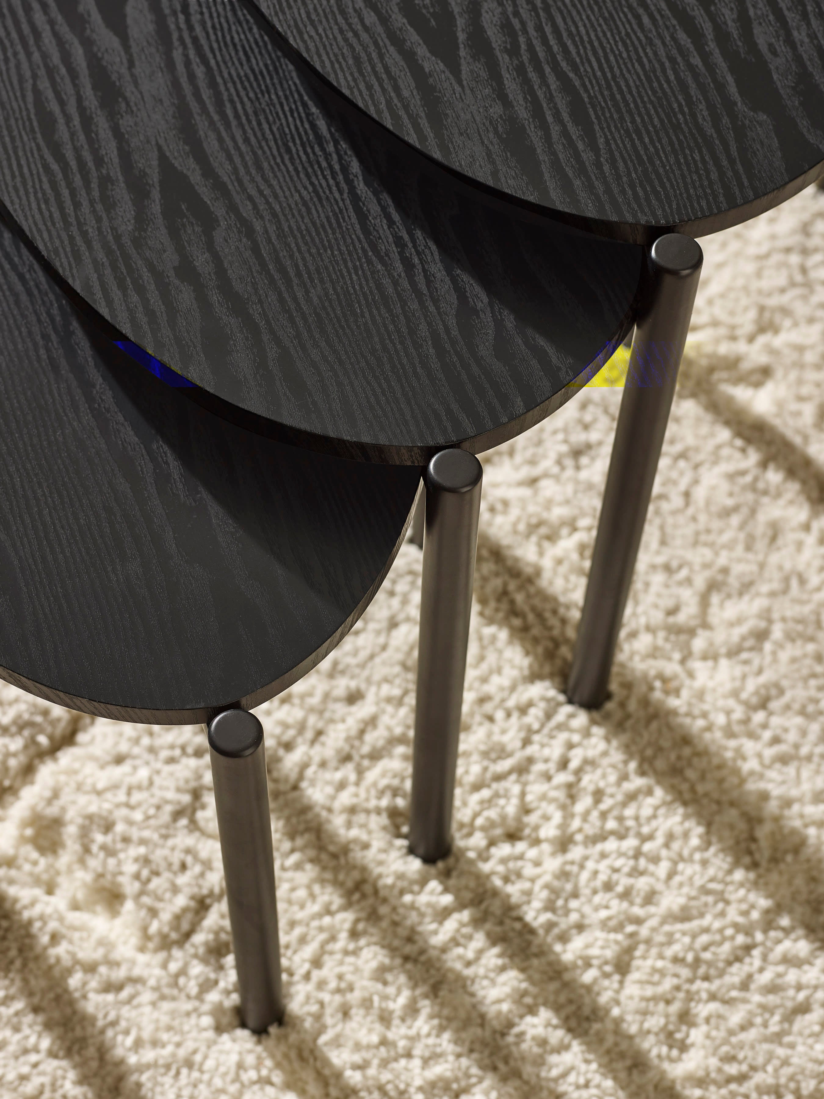 Lorette Black Ash Effect Teardrop Nest of 3 Side Tables
