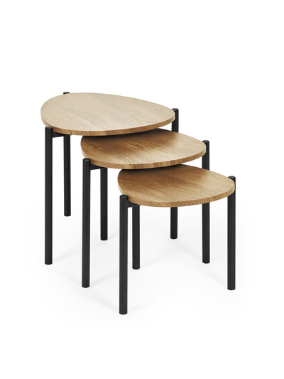 Lorette Oak Effect Teardrop Nest of 3 Side Tables