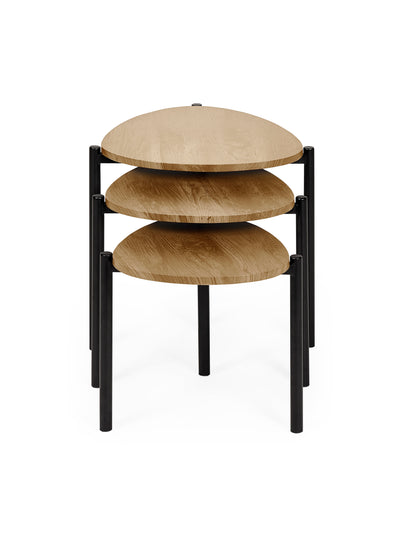 Lorette Oak Effect Teardrop Nest of 3 Side Tables