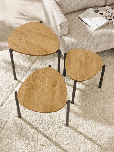 Lorette Oak Effect Teardrop Nest of 3 Side Tables