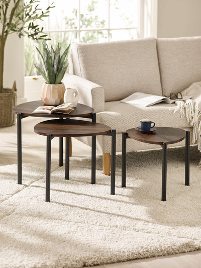 Lorette Walnut Effect Teardrop Nest of 3 Side Tables