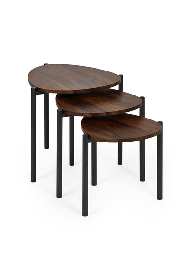 Lorette Walnut Effect Teardrop Nest of 3 Side Tables
