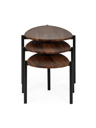 Lorette Walnut Effect Teardrop Nest of 3 Side Tables