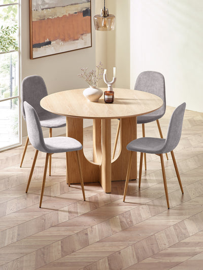Set of 4 Lottie Beige Chenille Upholstered Dining Chairs