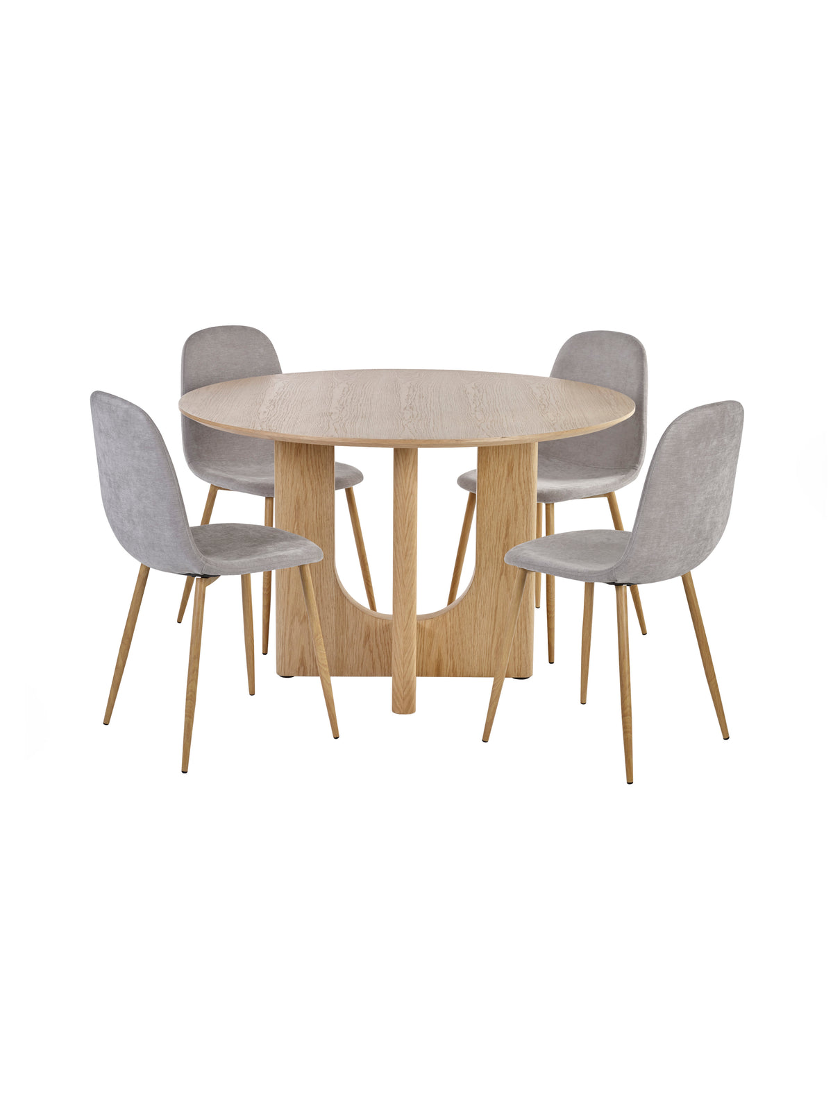 Set of 4 Lottie Beige Chenille Upholstered Dining Chairs