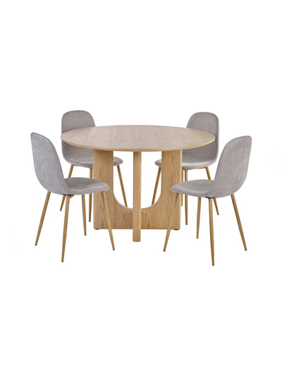 Set of 4 Lottie Beige Chenille Upholstered Dining Chairs