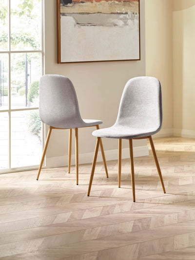Set of 4 Lottie Beige Chenille Upholstered Dining Chairs
