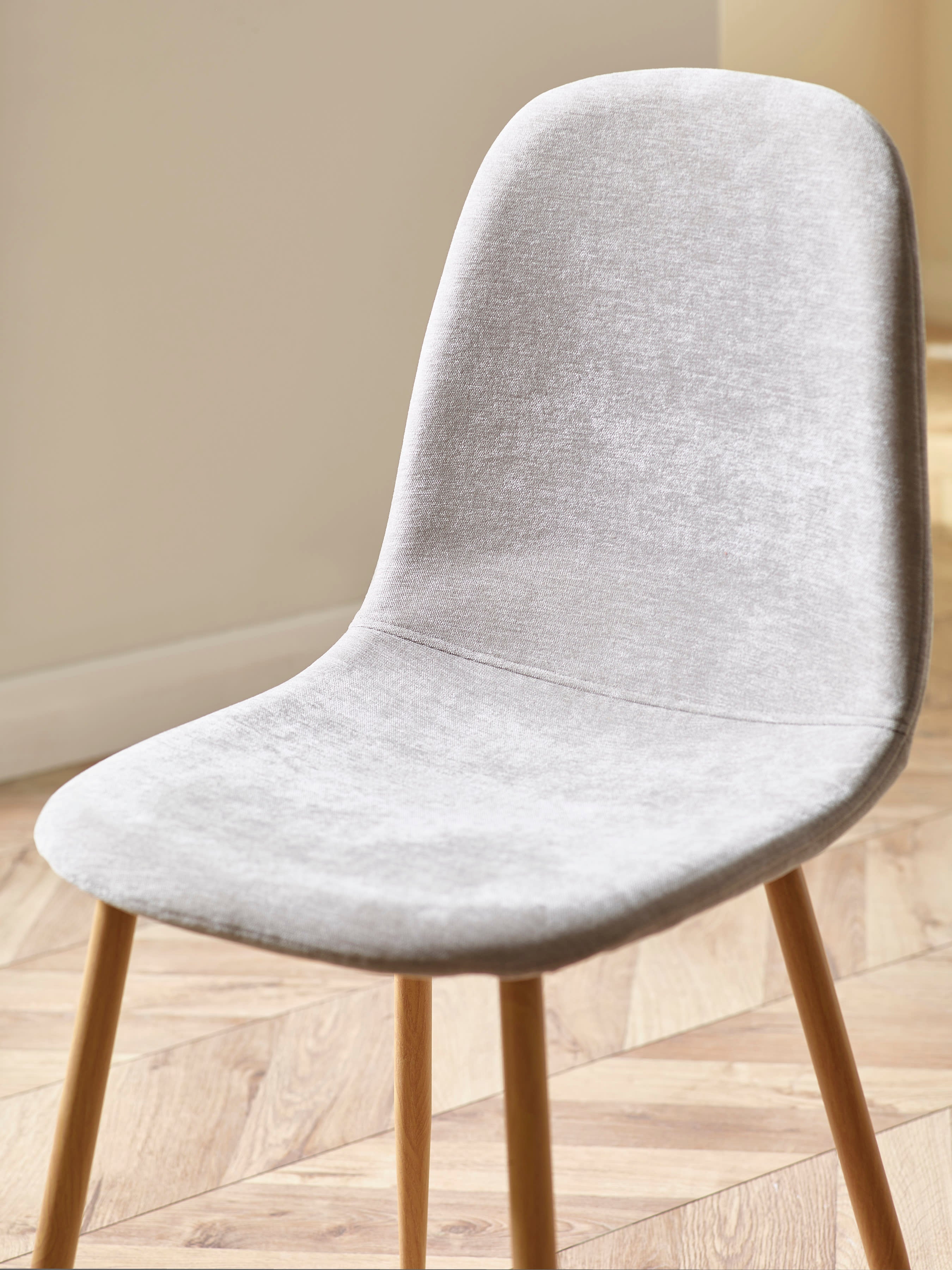 Set of 4 Lottie Beige Chenille Upholstered Dining Chairs