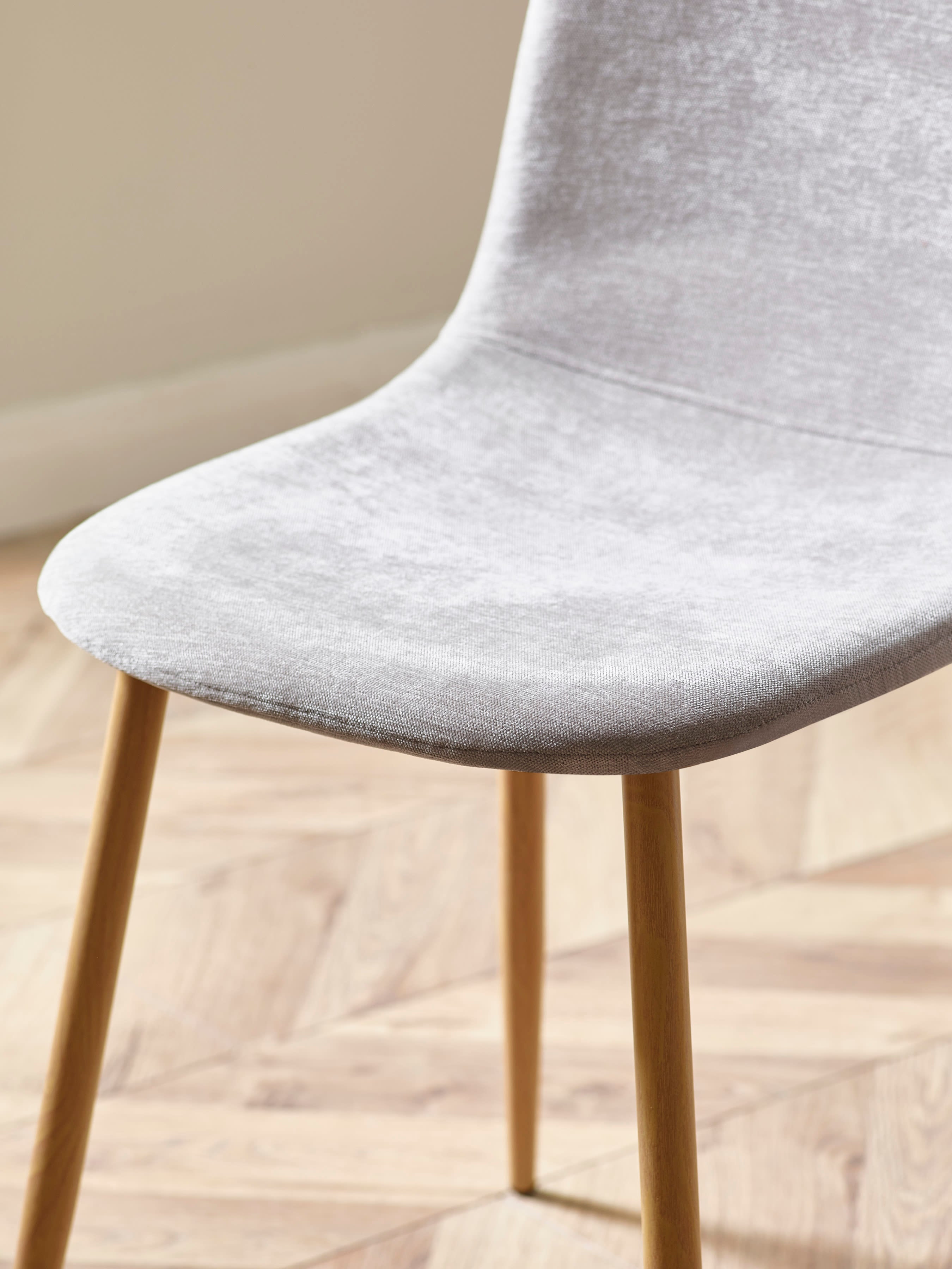 Set of 4 Lottie Beige Chenille Upholstered Dining Chairs