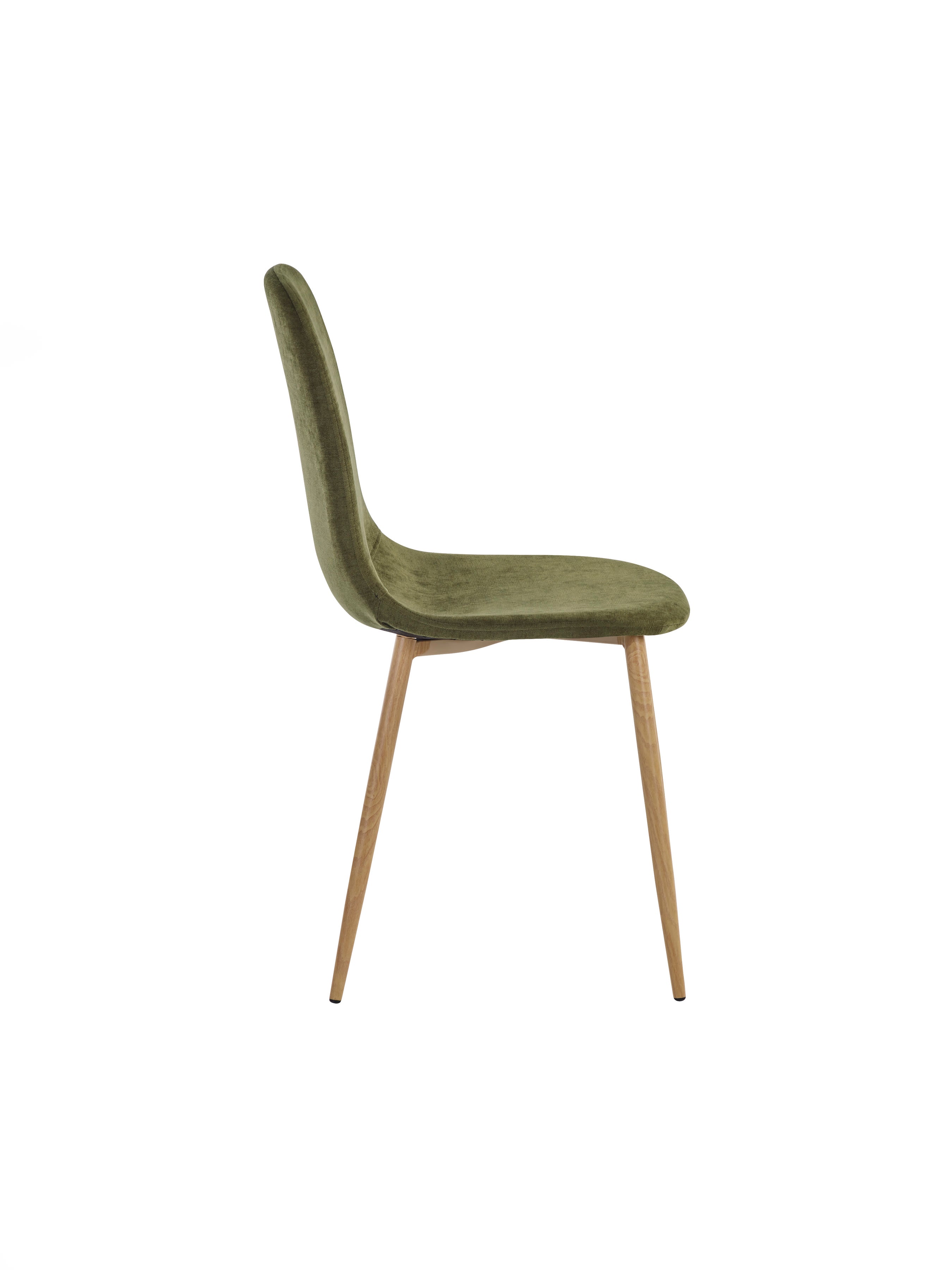 Set of 4 Lottie Olive Green Chenille Upholstered Dining Chairs – Olive Chenille