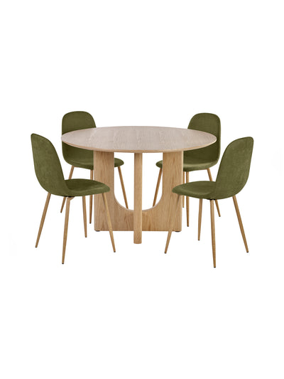 Set of 4 Lottie Olive Green Chenille Upholstered Dining Chairs – Olive Chenille