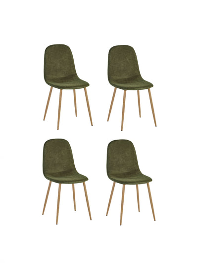 Set of 4 Lottie Olive Green Chenille Upholstered Dining Chairs – Olive Chenille