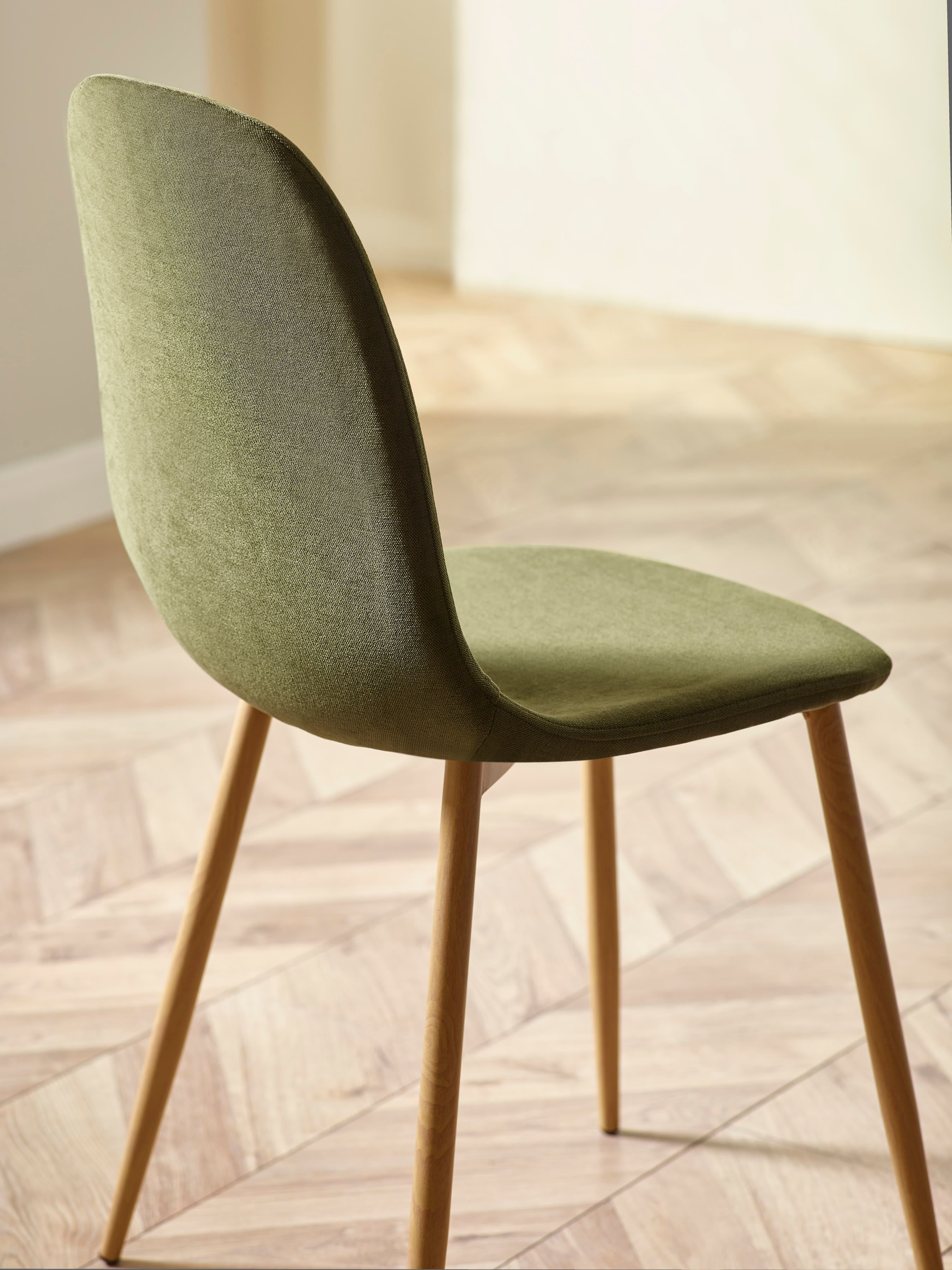 Set of 4 Lottie Olive Green Chenille Upholstered Dining Chairs – Olive Chenille
