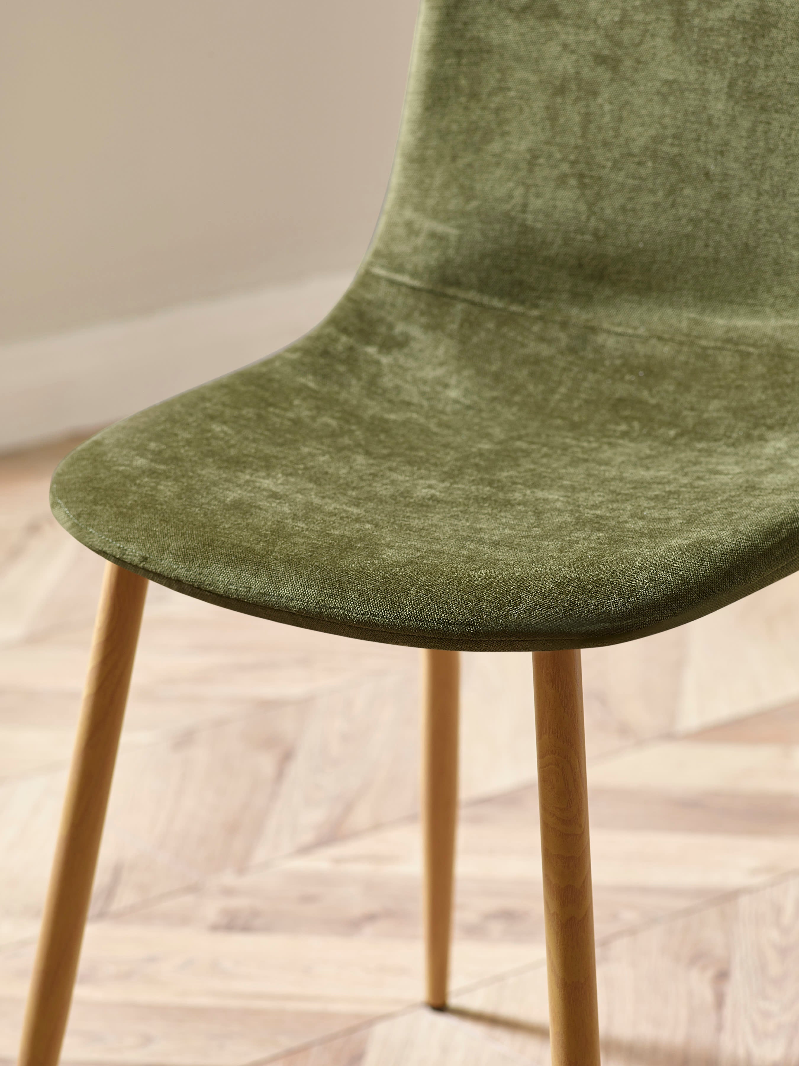 Set of 4 Lottie Olive Green Chenille Upholstered Dining Chairs – Olive Chenille