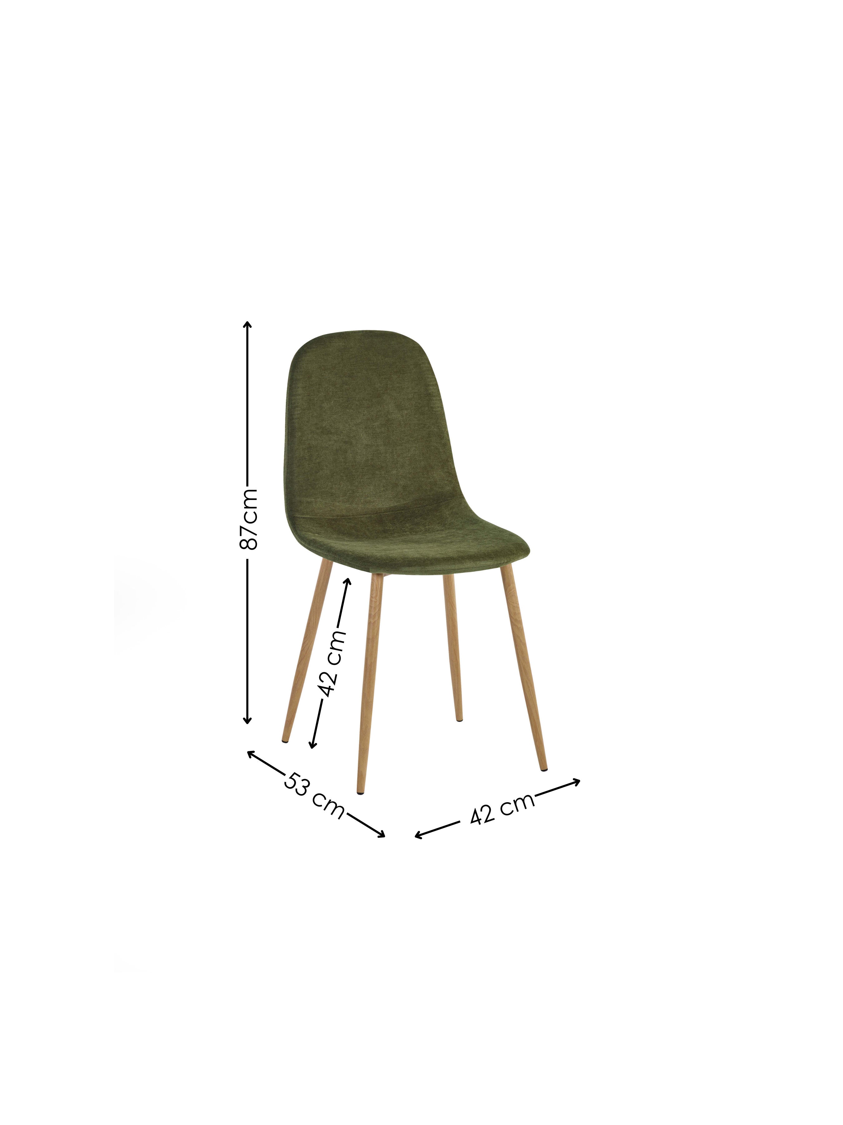 Set of 4 Lottie Olive Green Chenille Upholstered Dining Chairs – Olive Chenille
