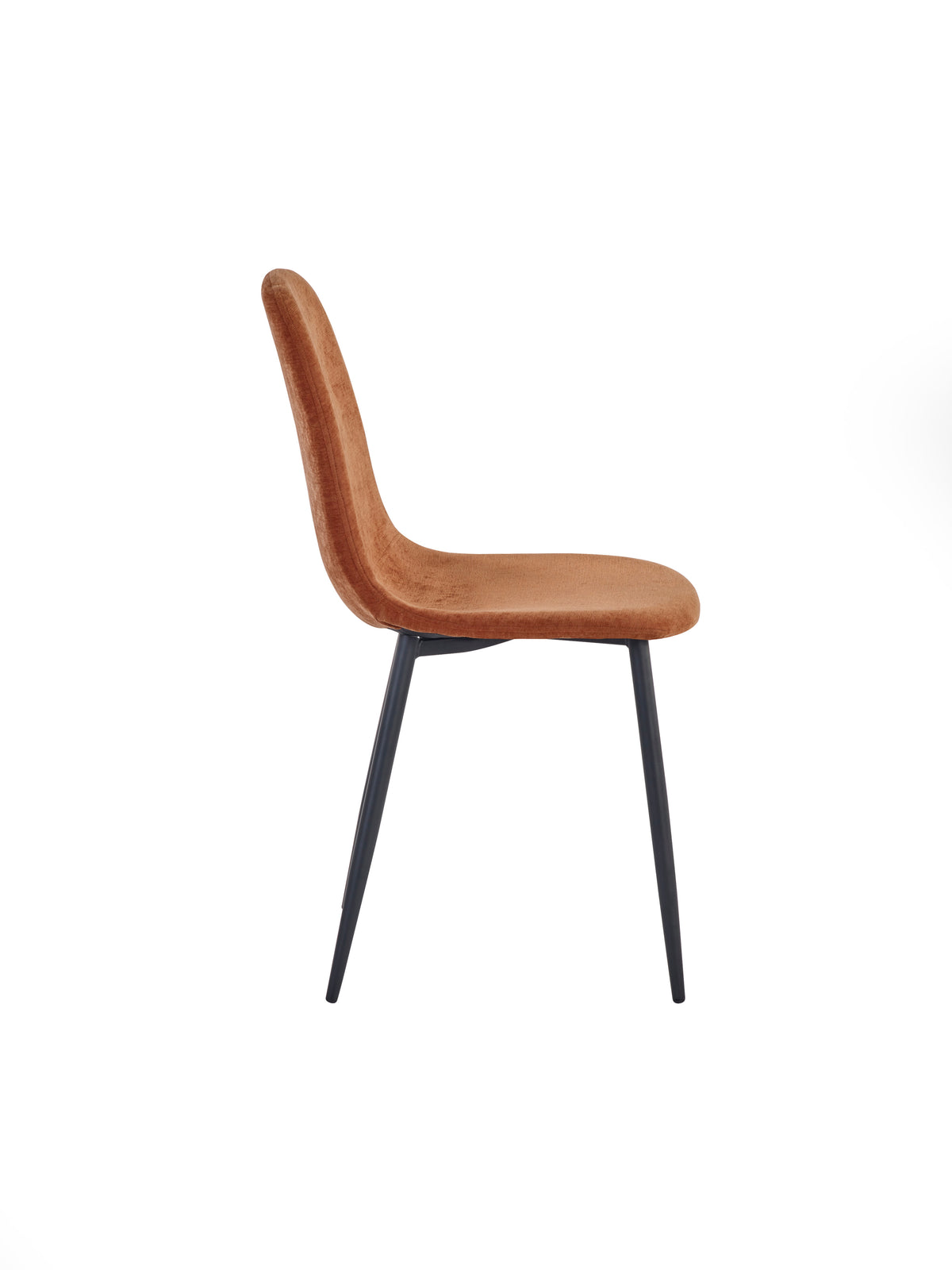 Set of 4 Lottie Orange Chenille Upholstered Dining Chairs – Terracotta Chenille