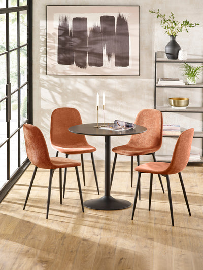 Set of 4 Lottie Orange Chenille Upholstered Dining Chairs – Terracotta Chenille