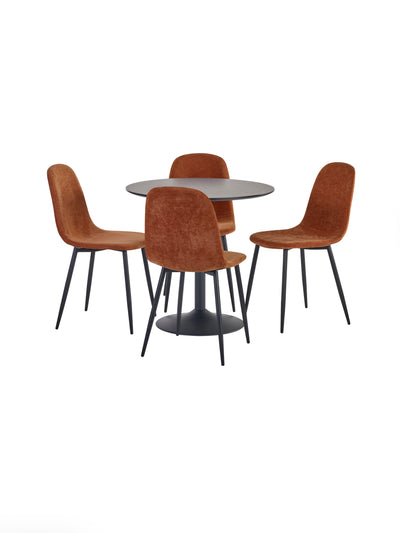 Set of 4 Lottie Orange Chenille Upholstered Dining Chairs – Terracotta Chenille