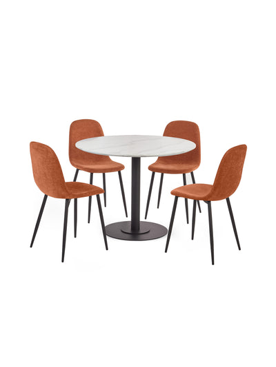 Set of 4 Lottie Orange Chenille Upholstered Dining Chairs – Terracotta Chenille