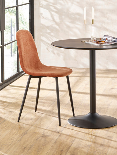 Set of 4 Lottie Orange Chenille Upholstered Dining Chairs – Terracotta Chenille
