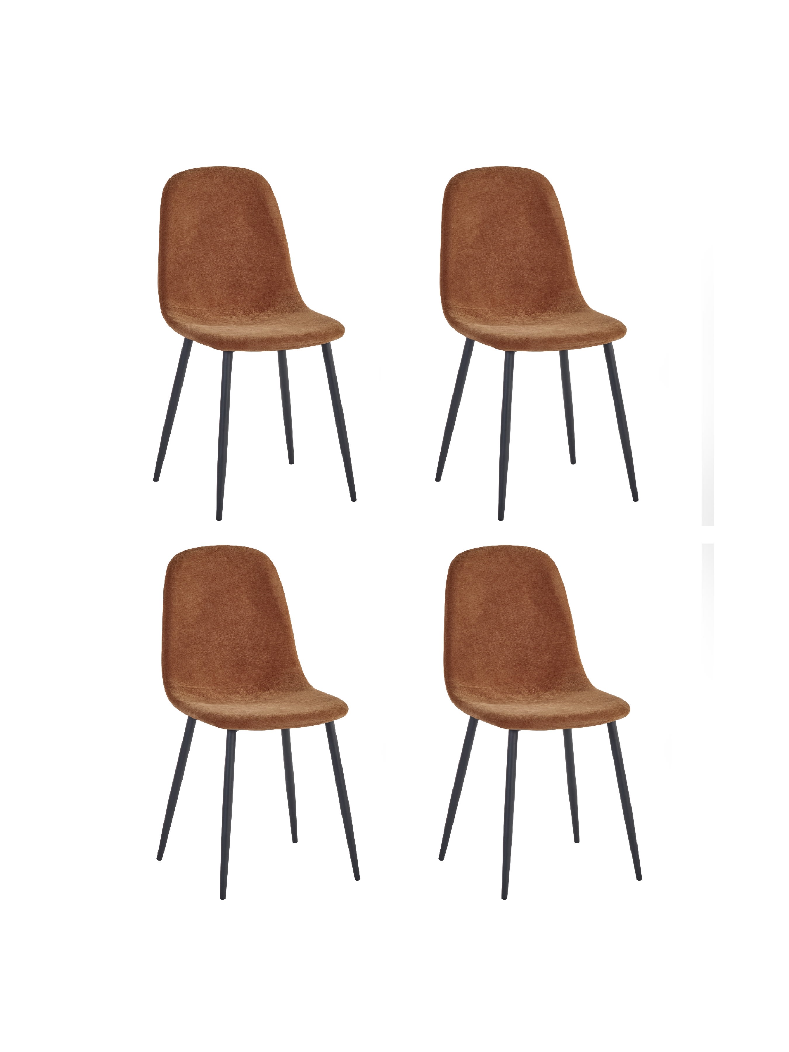 Set of 4 Lottie Orange Chenille Upholstered Dining Chairs – Terracotta Chenille