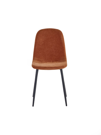 Set of 4 Lottie Orange Chenille Upholstered Dining Chairs – Terracotta Chenille