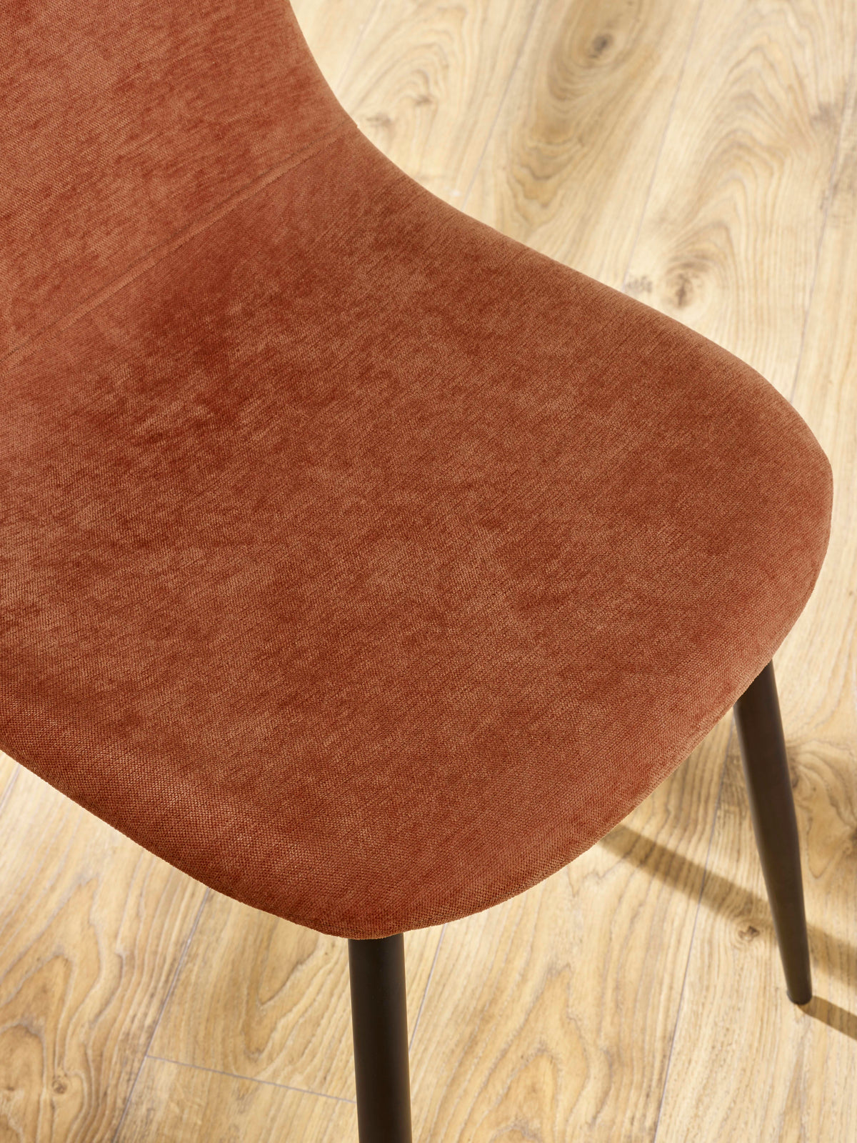 Set of 4 Lottie Orange Chenille Upholstered Dining Chairs – Terracotta Chenille