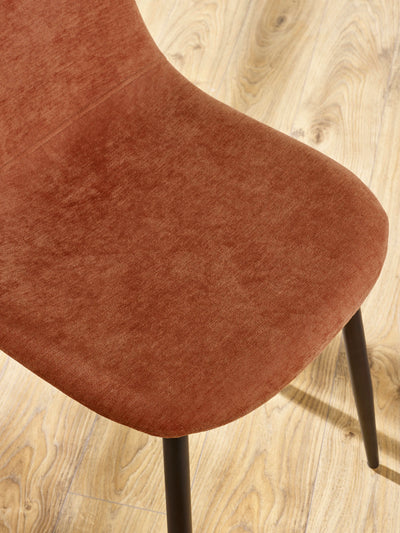 Set of 4 Lottie Orange Chenille Upholstered Dining Chairs – Terracotta Chenille