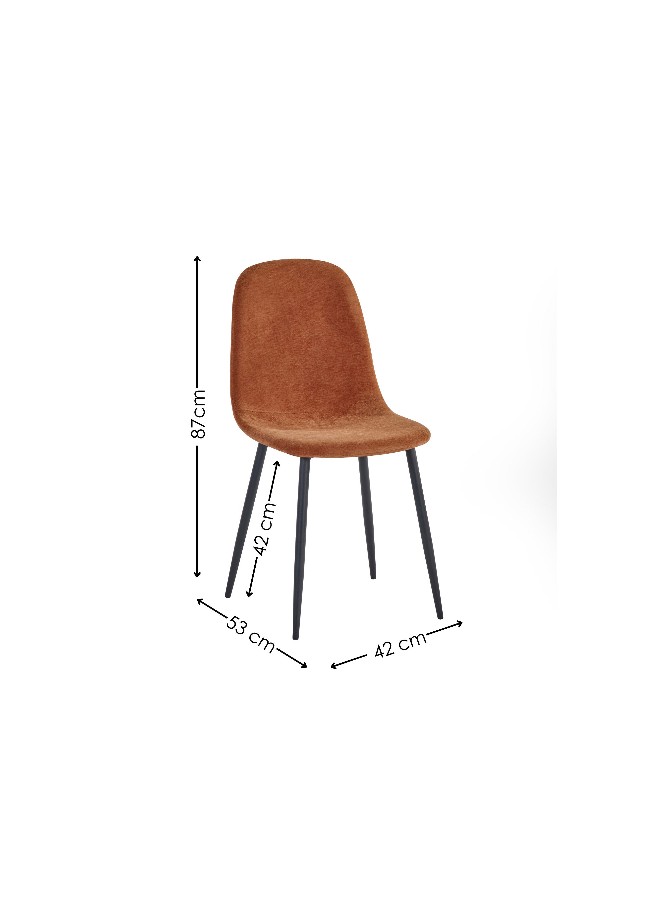Set of 4 Lottie Orange Chenille Upholstered Dining Chairs – Terracotta Chenille